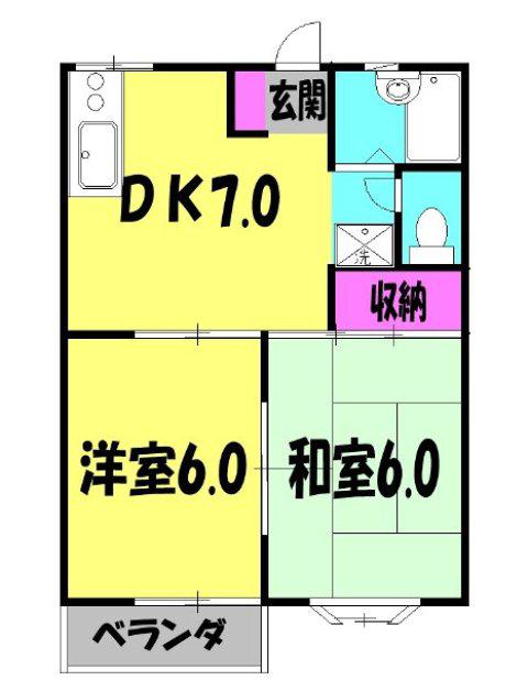 プランドール(2DK/2階)の間取り写真