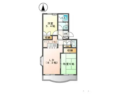 ハイウッズ針崎(2LDK/2階)の間取り写真