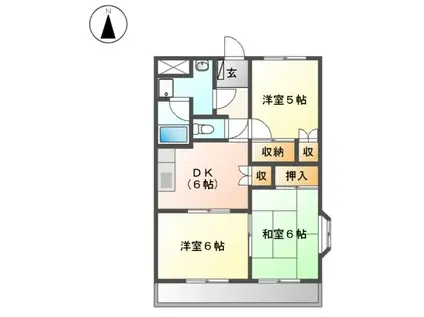 ハーツウィズASAHI(3DK/2階)の間取り写真