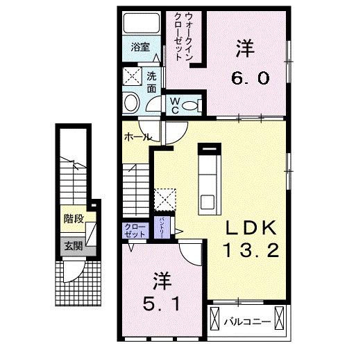 アビタシオンⅡ(2LDK/2階)の間取り写真