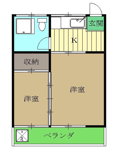 コーポキヨカワ(1SK/2階)の間取り写真