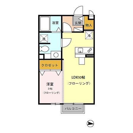 セジュールカミ(1LDK/2階)の間取り写真