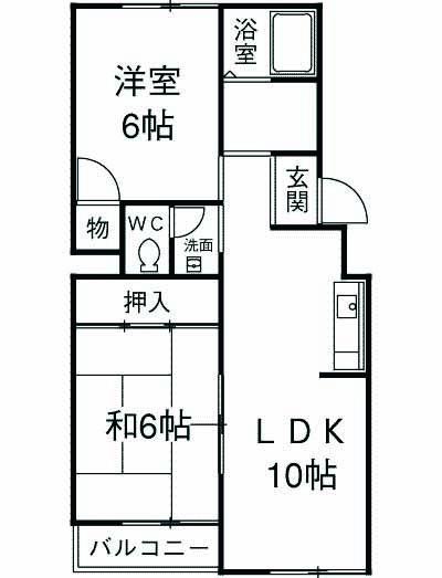 メゾンアスカ(2LDK/3階)の間取り写真