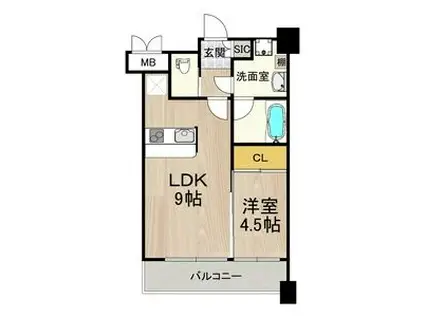 プレジオ緑地公園(1LDK/2階)の間取り写真