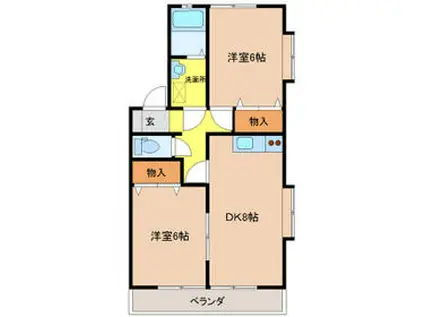 ブルーセントラルA棟(2DK/2階)の間取り写真