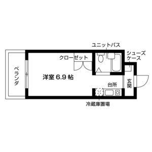 パピリオ・花の木(ワンルーム/2階)の間取り写真