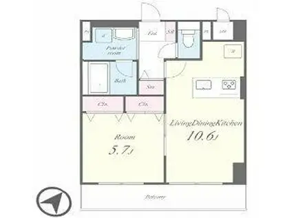 株式会社ミユ様マンション(1LDK/6階)の間取り写真