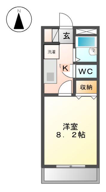 シャトーエトワール(1K/1階)の間取り写真