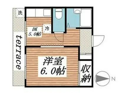 西部第三ハイツ(1DK/1階)の間取り写真