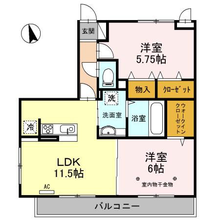 ロイヤルティアラⅡ・Ⅲ(2LDK/3階)の間取り写真