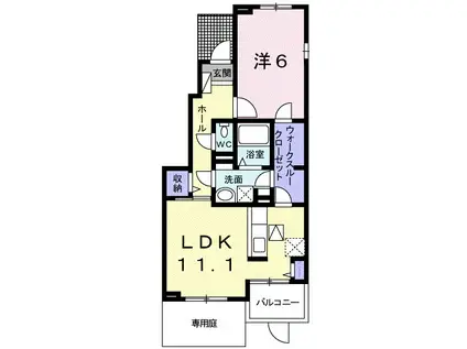 セレーノ エストⅡ(1LDK/1階)の間取り写真