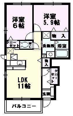 サンリット(2LDK/1階)の間取り写真