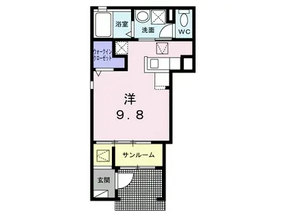 イターナル伊藤Ⅰ(ワンルーム/1階)の間取り写真