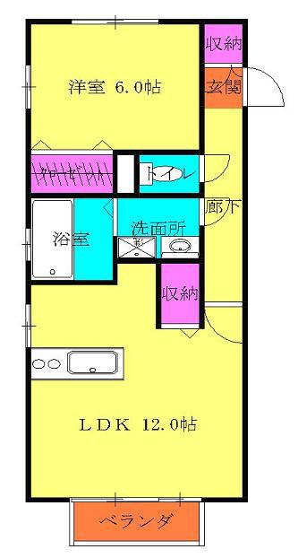 フィットK2(1LDK/1階)の間取り写真