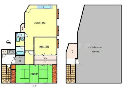 桃山台オーナールーム(2LDK/3階)の間取り写真