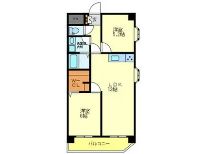 ハイツくれない(2LDK/4階)の間取り写真