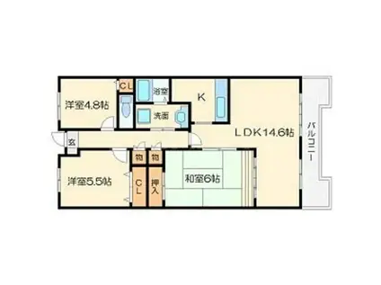 淀川ハイライフマンション(3LDK/3階)の間取り写真