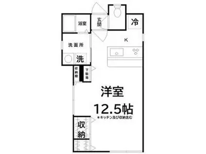ワンオーワン(ワンルーム/2階)の間取り写真