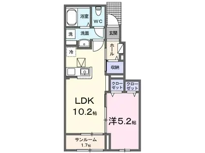サニーレジデンスⅢ(1LDK/1階)の間取り写真