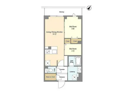 KDXレジデンス田園調布南(2LDK/1階)の間取り写真