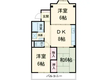 第1サンハイツ戸崎(3DK/3階)の間取り写真