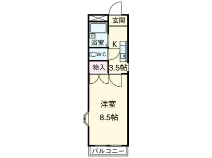 リブェール(1K/1階)の間取り写真