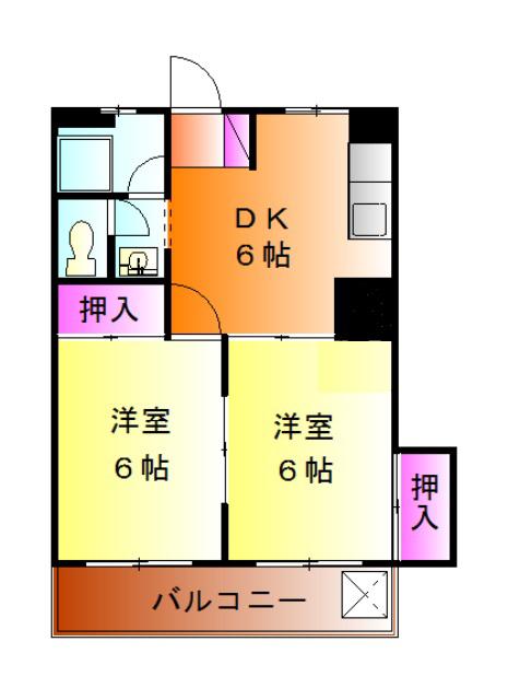 加納ビル(2DK/5階)の間取り写真
