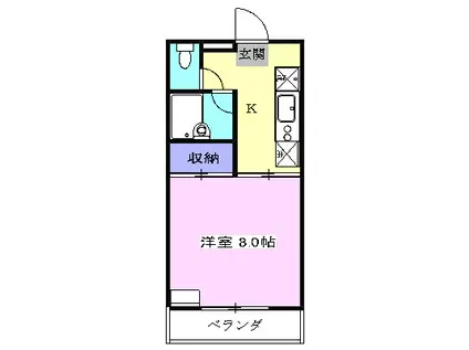 ソレイユ(1K/1階)の間取り写真