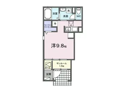 ヒカルサ豊橋佐藤Ⅰ(ワンルーム/1階)の間取り写真