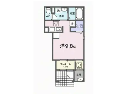 ヒカルサ豊橋佐藤Ⅰ(ワンルーム/1階)の間取り写真