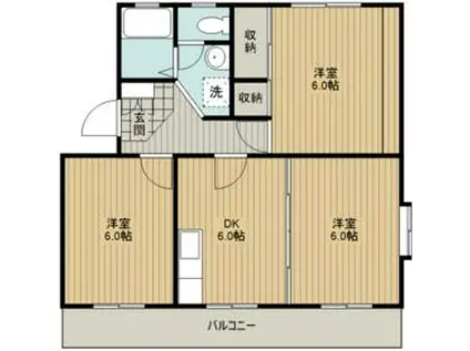 ライラックK(3DK/1階)の間取り写真