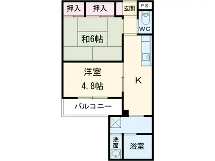 新宿マンション(2K/2階)の間取り写真