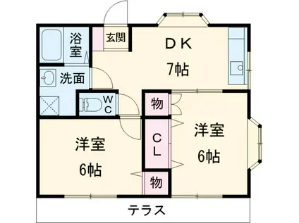 エンプレスコート(2DK/1階)の間取り写真