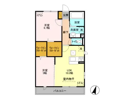 ペイサージュ(2LDK/3階)の間取り写真