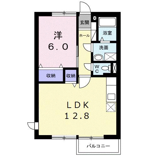アローラⅠ(1LDK/2階)の間取り写真