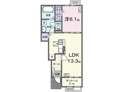 クレールⅢ(1LDK/1階)の間取り写真