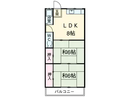 大野荘B棟(2LDK/1階)の間取り写真