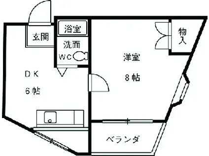 ヤマキエステートⅡ(1K/4階)の間取り写真