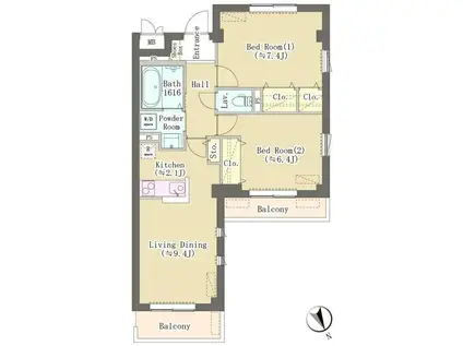 HILL TOP RESIDENCE O(2LDK/3階)の間取り写真