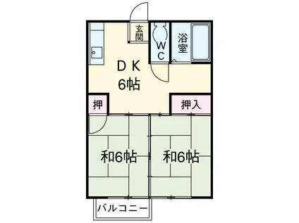 タウン松葉(2DK/2階)の間取り写真