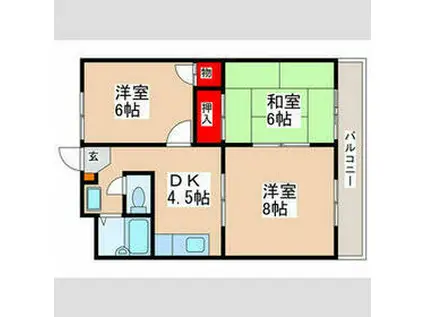 ロイヤルエステート山田(3DK/1階)の間取り写真