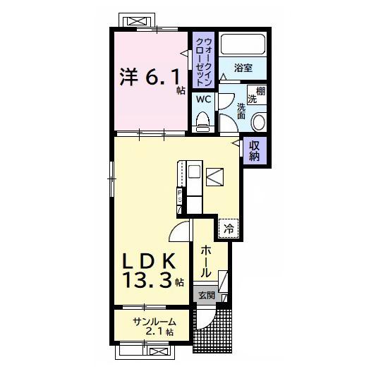 エクセレント アークⅠ(1LDK/1階)の間取り写真