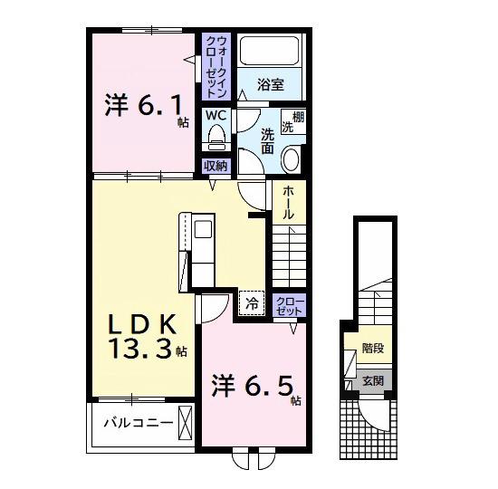 エクセレント アークⅠ(2LDK/2階)の間取り写真