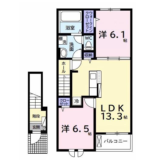 エクセレント アークⅠ(2LDK/2階)の間取り写真