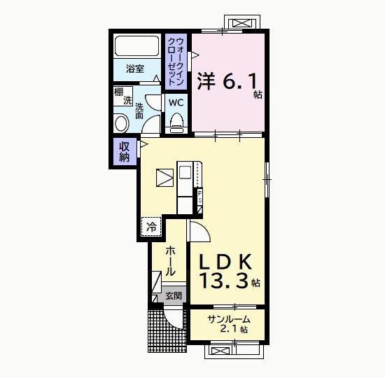エクセレント アークⅡ(1LDK/1階)の間取り写真