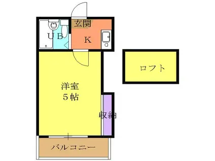 アルカディア北一色(1K/2階)の間取り写真