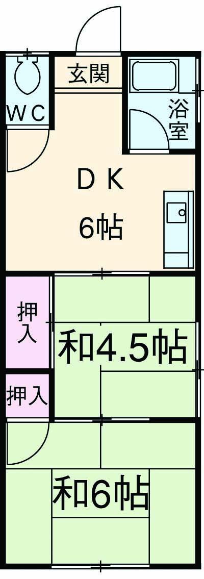 ヒロハウス(2DK/2階)の間取り写真