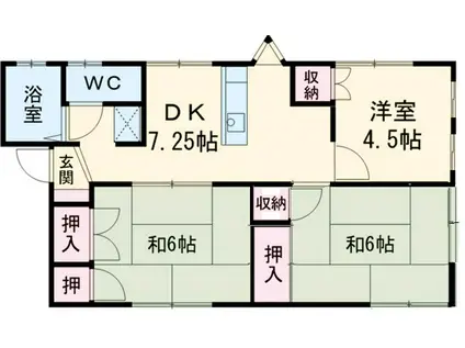 ハイブリッジ栢山(3DK/2階)の間取り写真