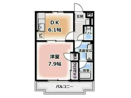 メルベーユ篭上1(1DK/2階)の間取り写真