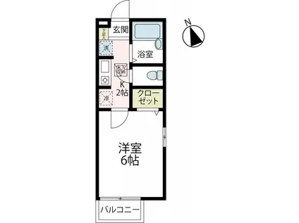 サウスヒル二葉Ⅱ(1K/2階)の間取り写真